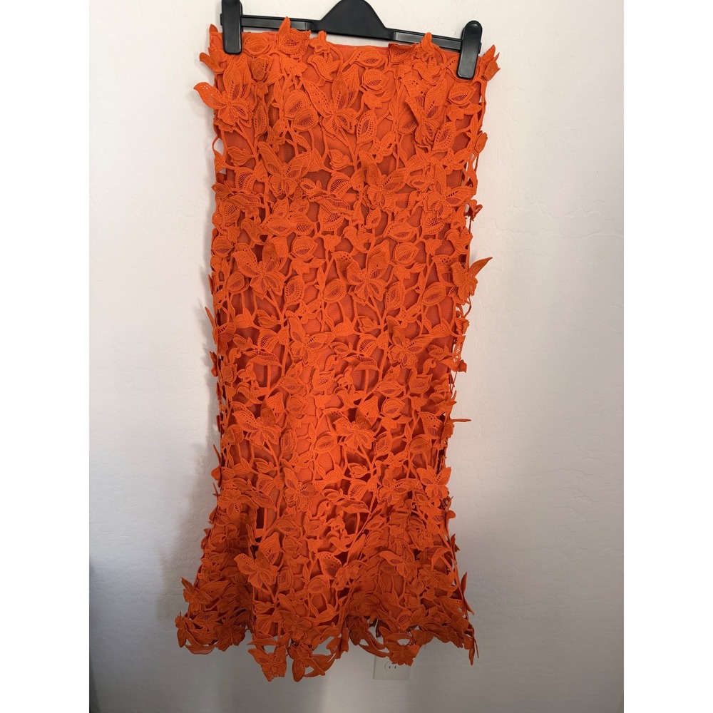 SIMKHAI Fleurella Strapless Butterfly Lace Midi Romantic Textured Dress Sz 6 NEW